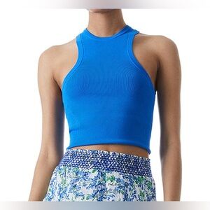 ALICE + OLIVIA: BLUE RIBBED TANK